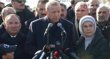 Cumhurbaşkanı Erdoğan'dan deprem bölgesinde açıklama. 