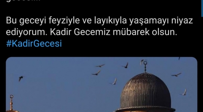 Bakan Kasapoğlu'ndan "Kadir Gecesi" paylaşımı