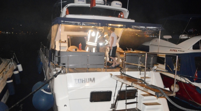 Bebek Sahili'nde korkutan tekne yangını