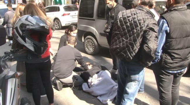 Nişantaşı'nda motokuryenin çarptığı yayaya vatandaşlar yardım etti