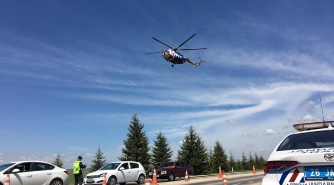 "Helikopter Destekli Trafik Denetimi" kurallara uymayan 27 sürücüye ceza