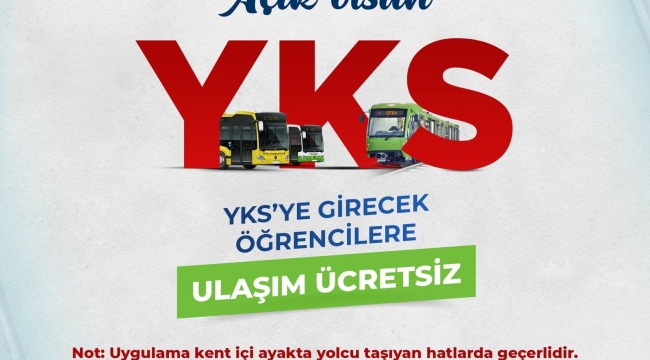 Bursa'da YKS'ye girecek öğrencilere ücretsiz ulaşım