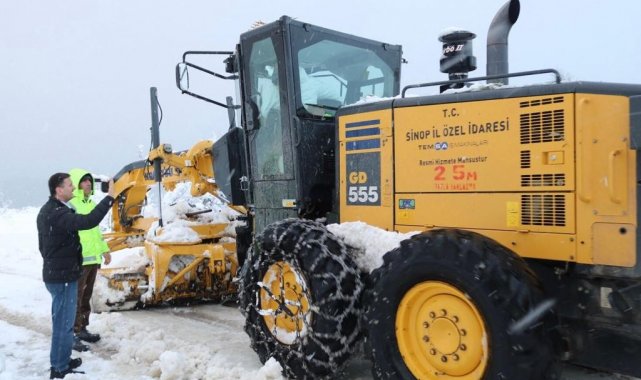 Sinop'ta 195 köy yolu kardan kapalı