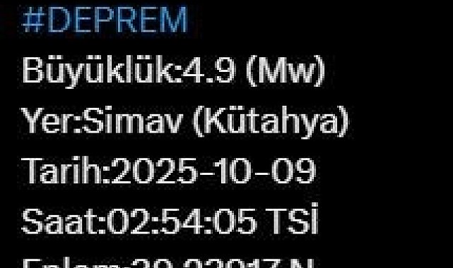 Kütahya'da 4.9 büyüklüğünde deprem