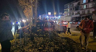 Otomobil refüjdeki ağaca çarptı: 1 kişi yaralandı