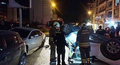 Arsuz'da ters dönen otomobilin sürücüsü yaralandı