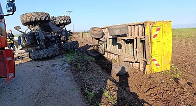 Reyhanlı'da devrilen traktörün sürücüsü yaralandı