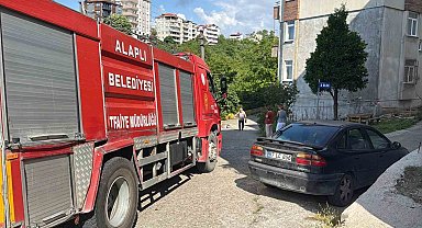Alaplı'da alev topuna dönen piknik tüpü korkuttu