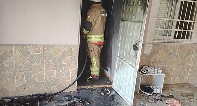Arsuz'da evin depo bölümünde çıkan yangın söndürüldü