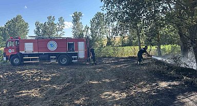 Muratlı'da buğday tarlasında yangın