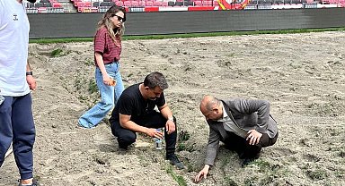 Samsun 19 Mayıs Stadı'nın zemini yeni sezona hazırlanıyor