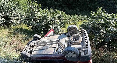 Takla atan otomobilden sağ çıktı