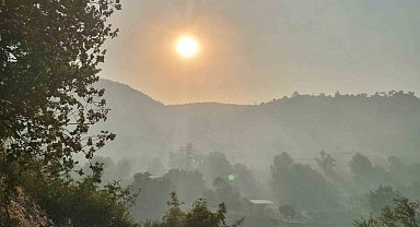 Balıkesir'deki yangında gökyüzünü dumanlar kapladı
