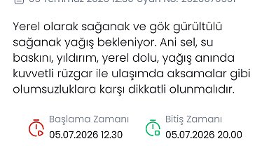 Denizli için kuvvetli yağış ve sel uyarısı