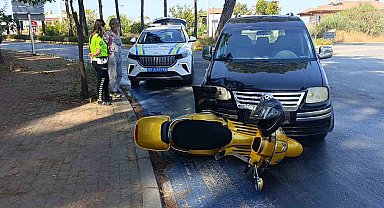 Hafif ticari araç motorlu bisiklete çarptı: 1 yaralı