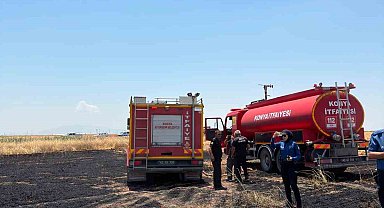 Karapınar'da 15 dönüm arpa ekili tarla yangında zarar gördü