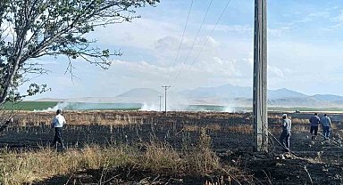 Karapınar'da buğday ekili tarlada yangın paniği