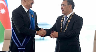 Kırgızistan Cumhurbaşkanı Caparov'dan Aliyev'e birinci derece "Manas" Nişanı