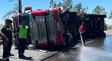 Kırıkkale'de tır devrildi: 1 yaralı