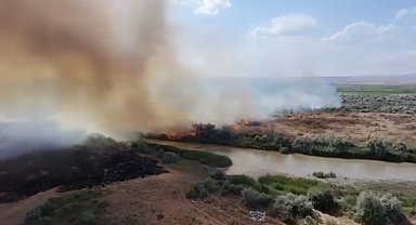 Kızılırmak Nehri çevresinde korkutan örtü yangını