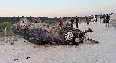Mersin'de stabilize yolda otomobil takla attı: 1 ölü,1 yaralı
