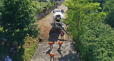 Ordu'nun kırsal mahallelerinde beton yol çalışmaları
