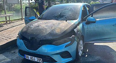 Seyir halindeki otomobil alev aldı, ilk müdahale orman işletme personelinden geldi