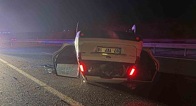 Takla atan otomobilin sürücüsünün alkollü olduğu hastanede ortaya çıktı