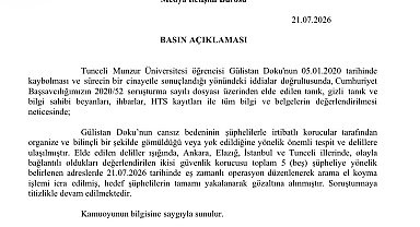 Tunceli Cumhuriyet Başsavcılığı: "Gülistan Doku'nun cansız bedeninin şüphelilerle irtibatlı korucular tarafından organize ve bilinçli bir şekilde gömüldüğü veya yok edildiğine yönelik önemli tespit ve delillere ulaşılmıştır"