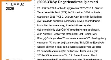 YKS değerlendirildi: 1 soru iptal, 1 sorunun şıkkı değişti