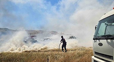 Yol kenarındaki otluk alanda yangın çıktı