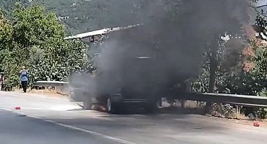 Alevlere teslim olan araç kullanılamaz hale geldi
