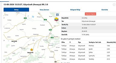 Amasya'da 3,6 büyüklüğünde deprem
