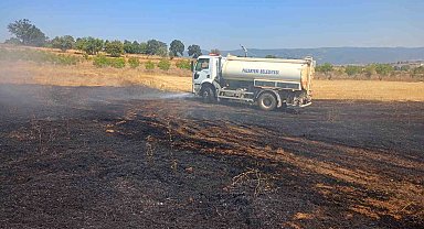 Anız yangını makilik alana sırçadan söndürüldü
