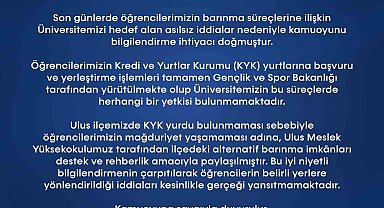 BARÜ'den öğrencilerin barınma konusunda açıklama