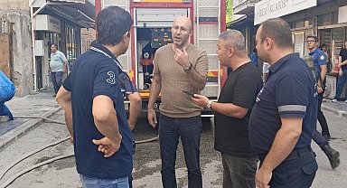 Başkan Zencirci, yanan mağazada incelemelerde bulundu