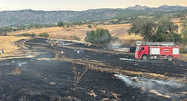 Bilecik'te biçilmiş buğday tarlasında yangın çıktı
