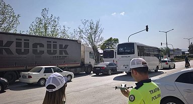 Bilecik'te trafik denetimine drone desteği