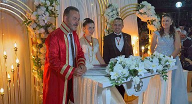 Çan'da muhtar baba, oğlunun nikahını kıydı