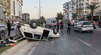 Çekicinin çarptığı otomobil ters döndü: Anne ve kızı yaralandı