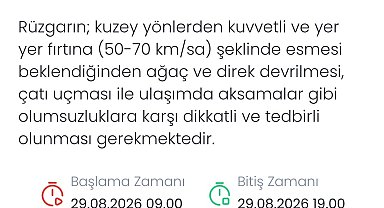 Denizli için kuvvetli rüzgar ve fırtına uyarısı