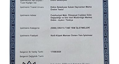 Didim'in mama üretim tesisine onay belgesi verildi