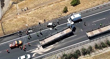 Gaziantep'te 2 kişinin öldüğü zincirleme kaza bölgesi dron ile görüntülendi