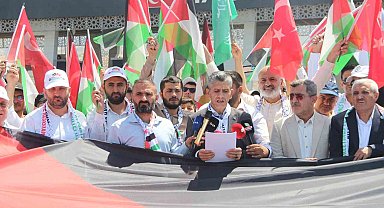 Habur Sınır Kapısı'nda Irak'ta bekletilen "Filistin Konvoyu" için basın açıklaması düzenlendi