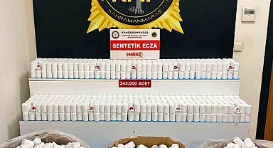 Kahramanmaraş'ta 243 bin sentetik ecza ele geçirildi