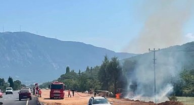 Menteşe'de otluk alanda çıkan yangın söndürüldü