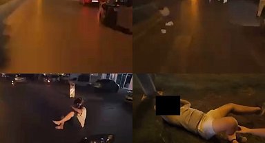 Mersin'de motosikletin yayaya çarptığı kaza kask kamerasında