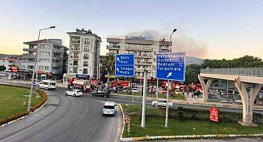 Milas'ta 5 katlı binanın çatısında yangın