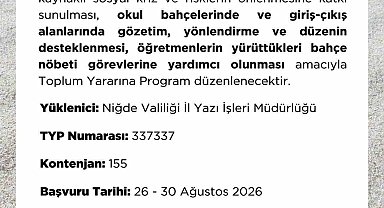 Niğde İŞKUR'dan okullar için 155 kişilik TYP duyurusu