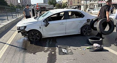 Otomobille çarpışan araç takla attı: 1 yaralı